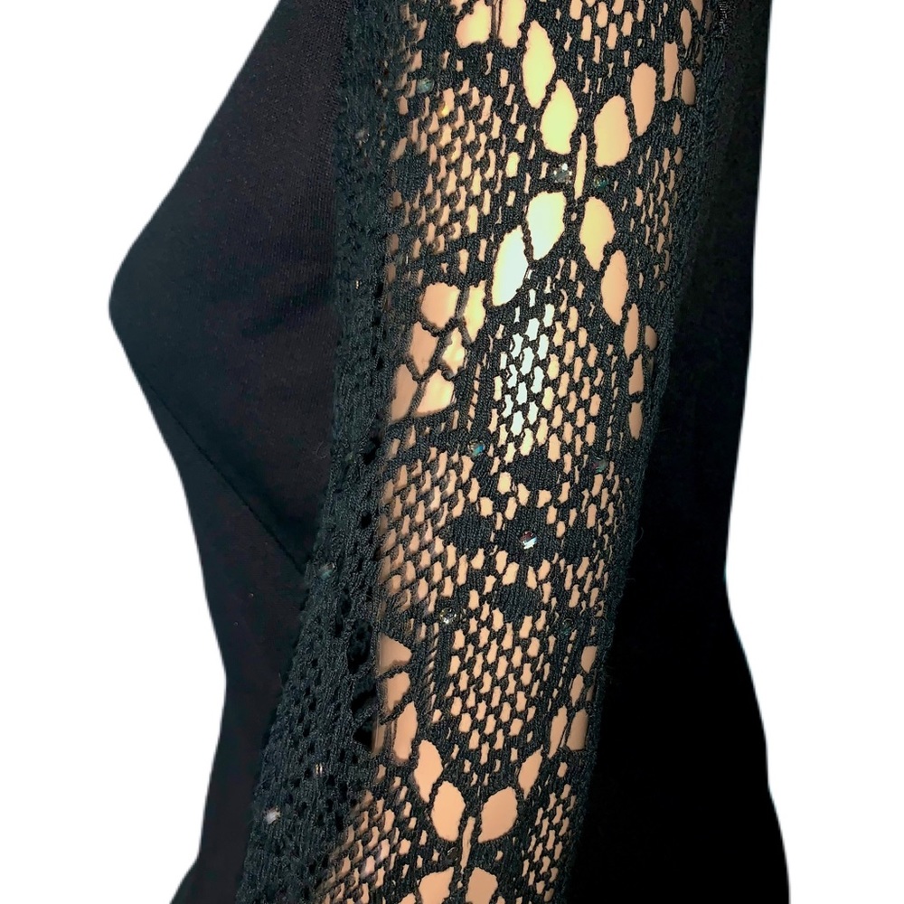 Vintage Witchy 1960s Crochet Sequins Dress Retro Midcentury Halloween Vampy - Picture 3 of 8